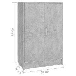 vidaXL Scarpiera Grigio Cemento 60x35x92 cm in Truciolato