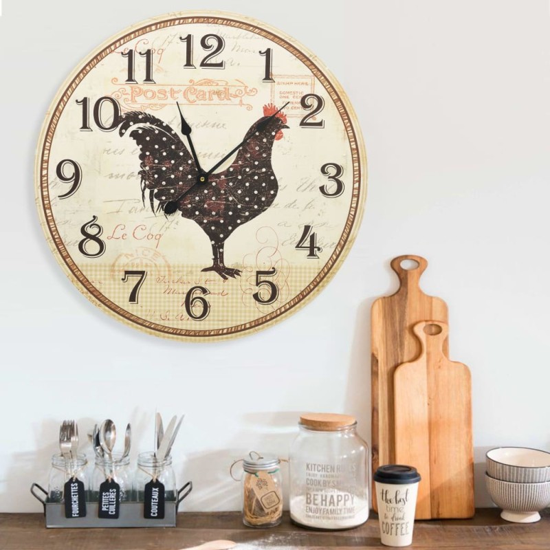 Orologio da Parete Design Gallo Multicolore 60 cm in MDF