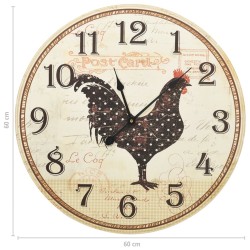 Orologio da Parete Design Gallo Multicolore 60 cm in MDF