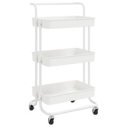 vidaXL Carrello da Cucina 3 Ripiani Bianco 42x35x85 cm Ferro e ABS