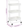 vidaXL Carrello da Cucina 3 Ripiani Bianco 42x35x85 cm Ferro e ABS