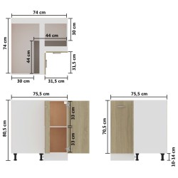   Armadio Angolare Rovere Sonoma 75,5x75,5x80,5 cm in Truciolato