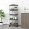 vidaXL Carrello da Cucina 5 Ripiani Grigio 42x29x128 cm Ferro e ABS