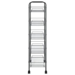 vidaXL Carrello da Cucina con 5 Ripiani Grigio 46x26x105 cm in Ferro