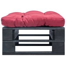 vidaXL Ottomana Pallet da Giardino con Cuscino Rosso in Legno Nero