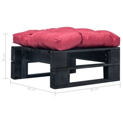 vidaXL Ottomana Pallet da Giardino con Cuscino Rosso in Legno Nero