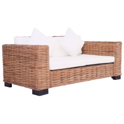   Set di Divani da Giardino con Cuscini 2 pz in Rattan Naturale