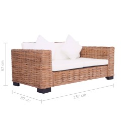   Set di Divani da Giardino con Cuscini 2 pz in Rattan Naturale