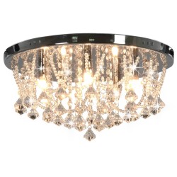   Lampadario Perle di Cristallo Argento Rotondo 4  Lampadine G9