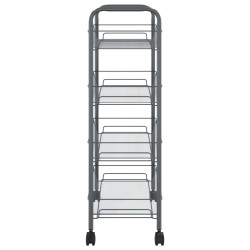 vidaXL Carrello da Cucina con 4 Ripiani Grigio 46x26x64 cm in Ferro