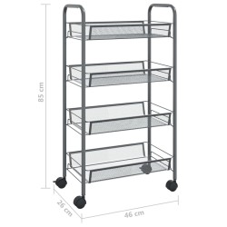 vidaXL Carrello da Cucina con 4 Ripiani Grigio 46x26x64 cm in Ferro