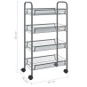 vidaXL Carrello da Cucina con 4 Ripiani Grigio 46x26x64 cm in Ferro