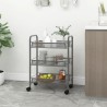 vidaXL Carrello da Cucina con 3 Ripiani Grigio 46x26x64 cm in Ferro