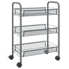 vidaXL Carrello da Cucina con 3 Ripiani Grigio 46x26x64 cm in Ferro