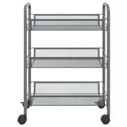 vidaXL Carrello da Cucina con 3 Ripiani Grigio 46x26x64 cm in Ferro