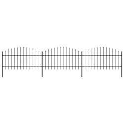 vidaXL Recinzione Giardino Punta a Lancia (1-1,25)x5,1m Acciaio Nera