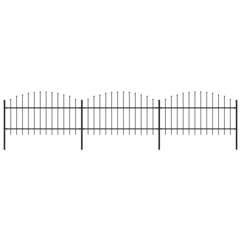 vidaXL Recinzione Giardino Punta a Lancia (1-1,25)x5,1m Acciaio Nera