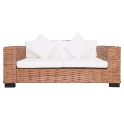   Set di Divani con Cuscini 2 pz in Rattan Naturale