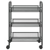 vidaXL Carrello da Cucina con 3 Ripiani Nero 46x26x64 cm in Ferro