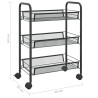 vidaXL Carrello da Cucina con 3 Ripiani Nero 46x26x64 cm in Ferro