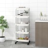 vidaXL Carrello da Cucina 5 Ripiani Bianco 42x29x128 cm Ferro e ABS