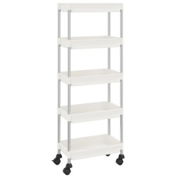 vidaXL Carrello da Cucina 5 Ripiani Bianco 42x29x128 cm Ferro e ABS