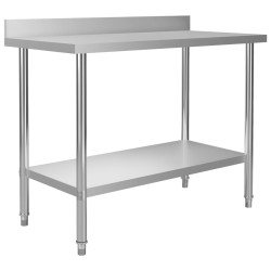 vidaXL Tavolo Lavoro Cucina con Mensola 120x60x150 cm in Acciaio Inox