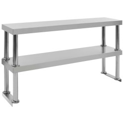 vidaXL Tavolo Lavoro Cucina con Mensola 120x60x150 cm in Acciaio Inox