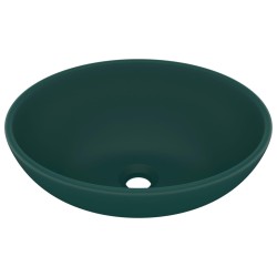   Lavandino Lusso Ovale Verde Scuro Opaco 40x33 cm in Ceramica