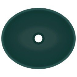   Lavandino Lusso Ovale Verde Scuro Opaco 40x33 cm in Ceramica