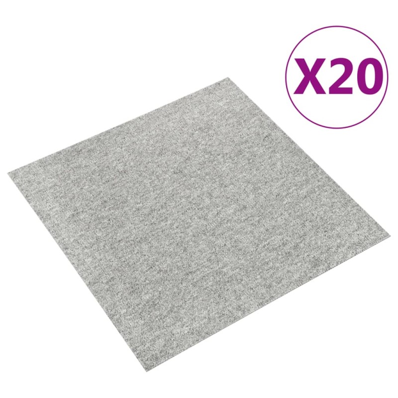   Quadrotte di Moquette 20 pz 5 m² 50x50 cm Grigio Chiaro