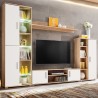   Parete Attrezzata Porta TV con Luci LED Rovere Sonoma e Bianco