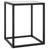   Tavolino Salotto Nero con Vetro Bianco Marmorizzato 40x40x50cm