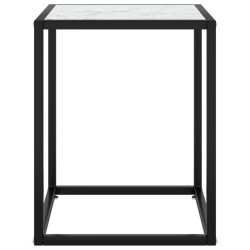   Tavolino Salotto Nero con Vetro Bianco Marmorizzato 40x40x50cm