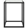   Tavolino Salotto Nero con Vetro Bianco Marmorizzato 40x40x50cm