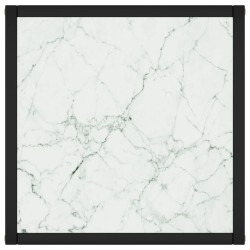   Tavolino Salotto Nero con Vetro Bianco Marmorizzato 40x40x50cm