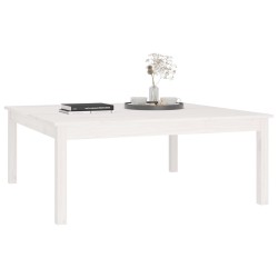   Tavolino da Salotto Bianco 100x100x40 cm Legno Massello di Pino