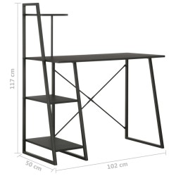 Scrivania con Mensole Nera 102x50x117 cm