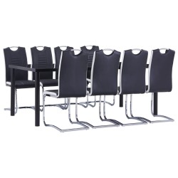 vidaXL Set Sala da Pranzo 9 pz in Similpelle Nero