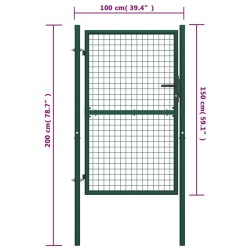 Cancello per Recinzione in Acciaio 100x150 cm Verde