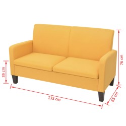   Divano a 2 Posti 135x65x76 cm Giallo