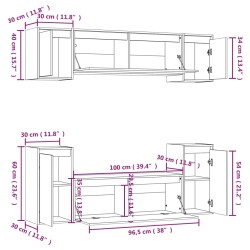   Mobili Porta TV 6 pz Neri in Legno Massello di Pino