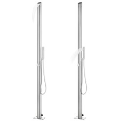   Doccia da Giardino con Base Grigia 225 cm in Acciaio Inox