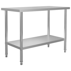 vidaXL Tavolo Lavoro Cucina con Mensola 120x60x120 cm in Acciaio Inox