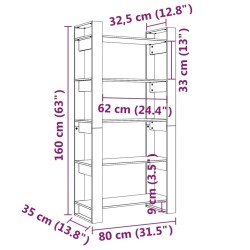   Libreria/Divisorio Nero 80x35x160 cm Legno Massello