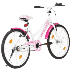   Bici per Bambini 24 pollici Rosa e Bianca