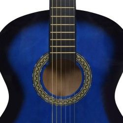 vidaXL Chitarra Classica per Principianti con Custodia Blu 4/4 39"