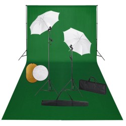 vidaXL Kit Studio Fotografico con Luci Ombrelli Fondale e Riflettore