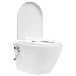 vidaXL WC a Muro senza Bordo con Sciacquone Nascosto Ceramica Bianco