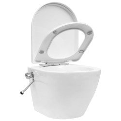 vidaXL WC a Muro senza Bordo con Sciacquone Nascosto Ceramica Bianco